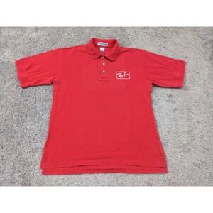 Vintage Rayban Sunglasses Polo Shirt‎ Mens Medium Extreme Red Short Sleeve